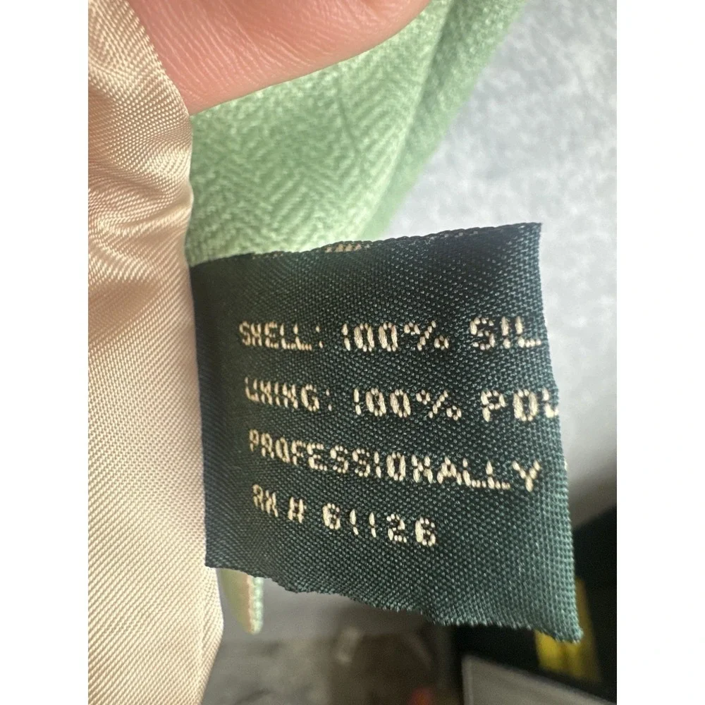 S&K Tailors Row Finery 100% Silk Mint Green Jacket Blazer Sport Coat Men's 42R
